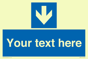 Custom Directional signage blue down arrow 